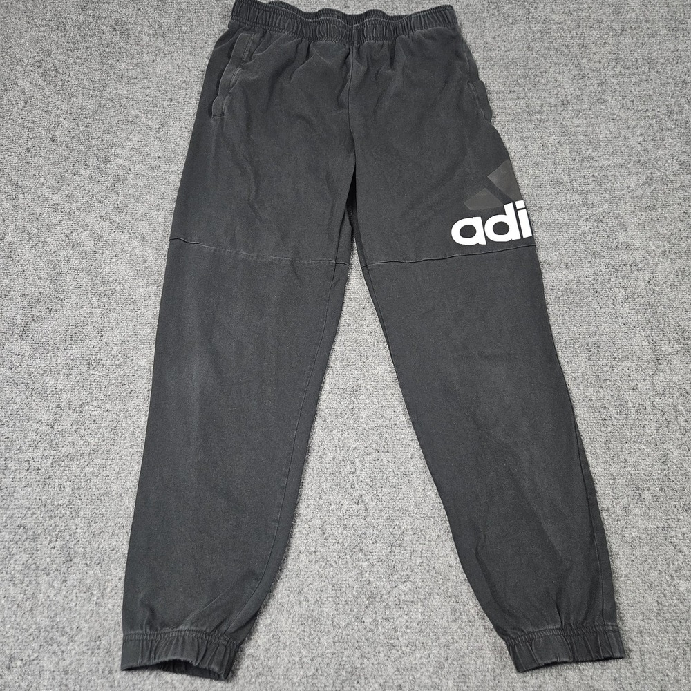 Adidas Jogger Sweatpants Mens Large Black Logo Graphic Athleisure Gym Loungewear